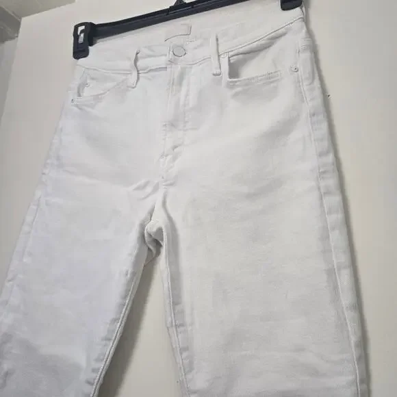 MOTHER The Insider Crop Step Fray Size 26 Fairest of Them All White Denim Jeans - Picture 6 of 12